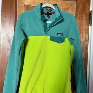 Patagonian Women’s Teal and Lime pullover